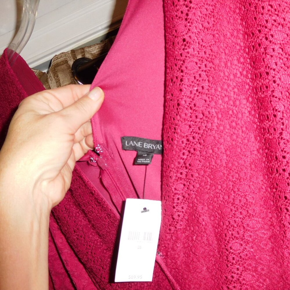 NWT LANE BRYANT 28W red lace short sleeve dress V-NECK - Picture 6 of 9